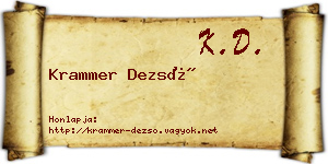 Krammer Dezső névjegykártya